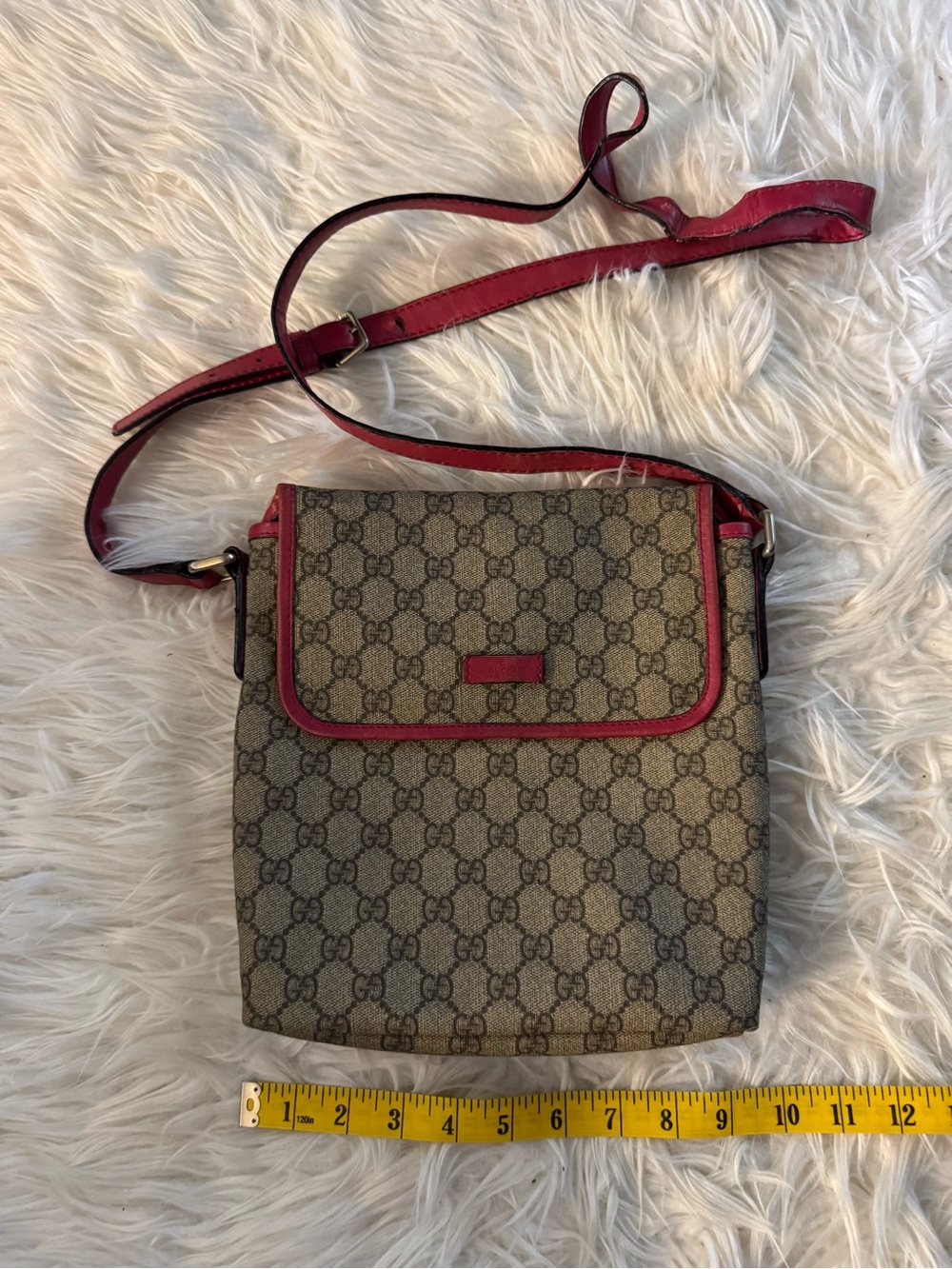 Gucci GG Canvas Crossbody with Red Trim and Strap